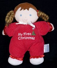Carters MY FIRST CHRISTMAS Girl Doll Lovey Rattle Plush